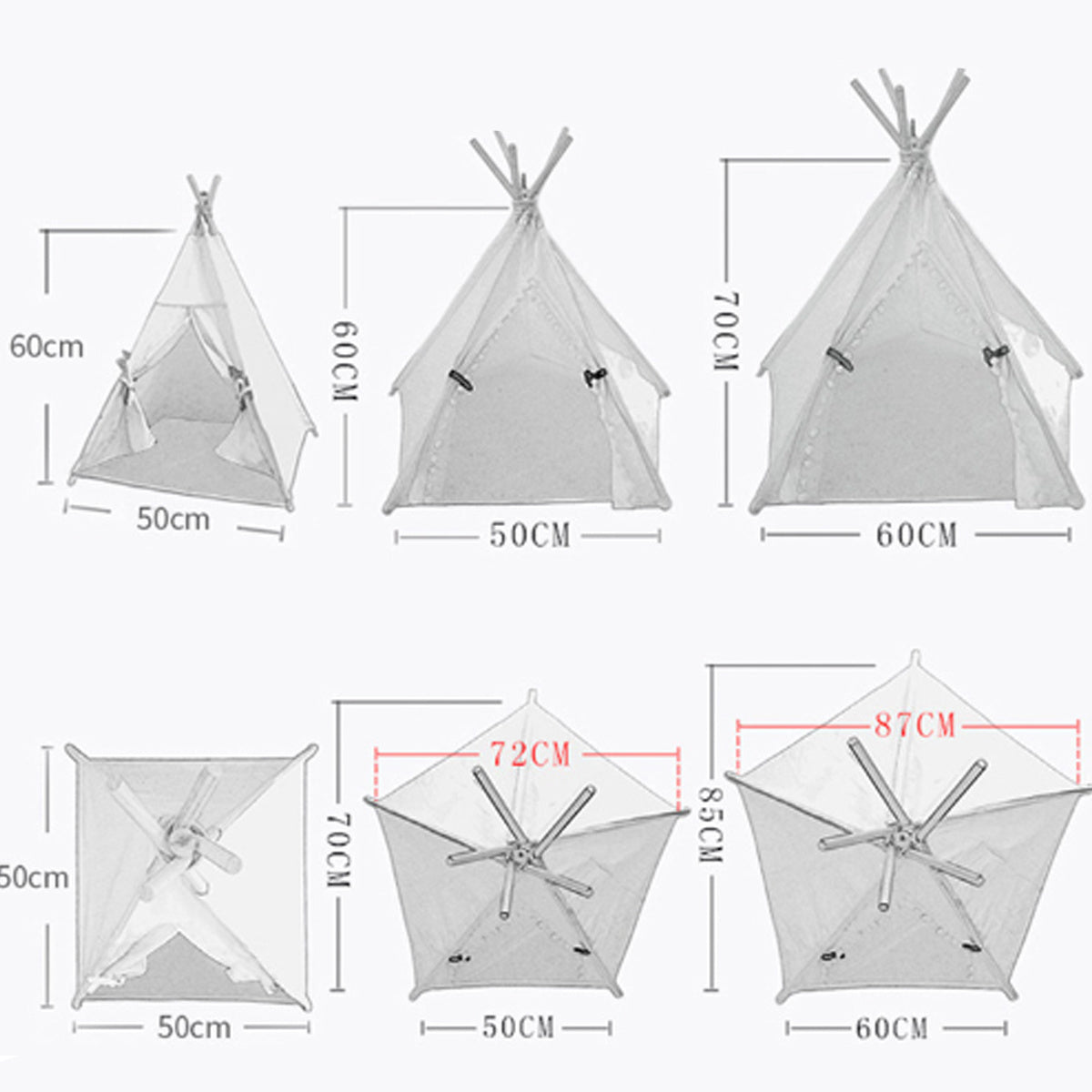 Pet Teepee Tent Dog Cat Bed Portable Washable Dog Houses Indoor
