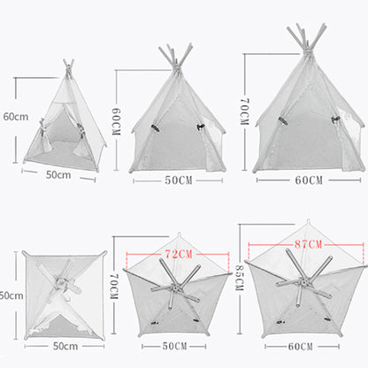 Pet Teepee Tent Dog Cat Bed Portable Washable Dog Houses Indoor