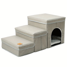 Foldable Dog Stairs With Storage - 3-Level Small To Medium Dog Breed Ramp