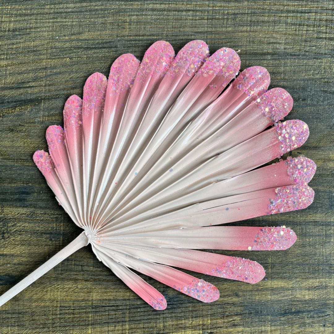 Spray Painted Palm Dried Flower Pink And White
