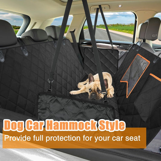 Dog Car Seat Cover, Waterproof Dog Car Hammock with Mesh Window, Anti-Scratch Nonslip Car Dog Cover Back Seat, Durable Pet Dog Seat Cover for Cars Trucks and Suvs