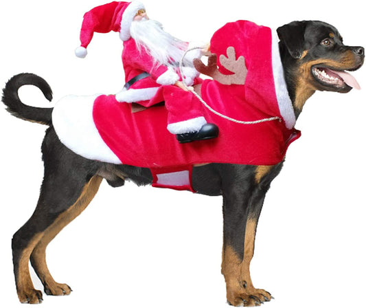Santa Dog Costume Christmas Pet Clothes Santa Claus Riding Pet Cosplay Costumes Party Dressing up Dogs Cats Outfit for Small Medium Large Dogs Cats