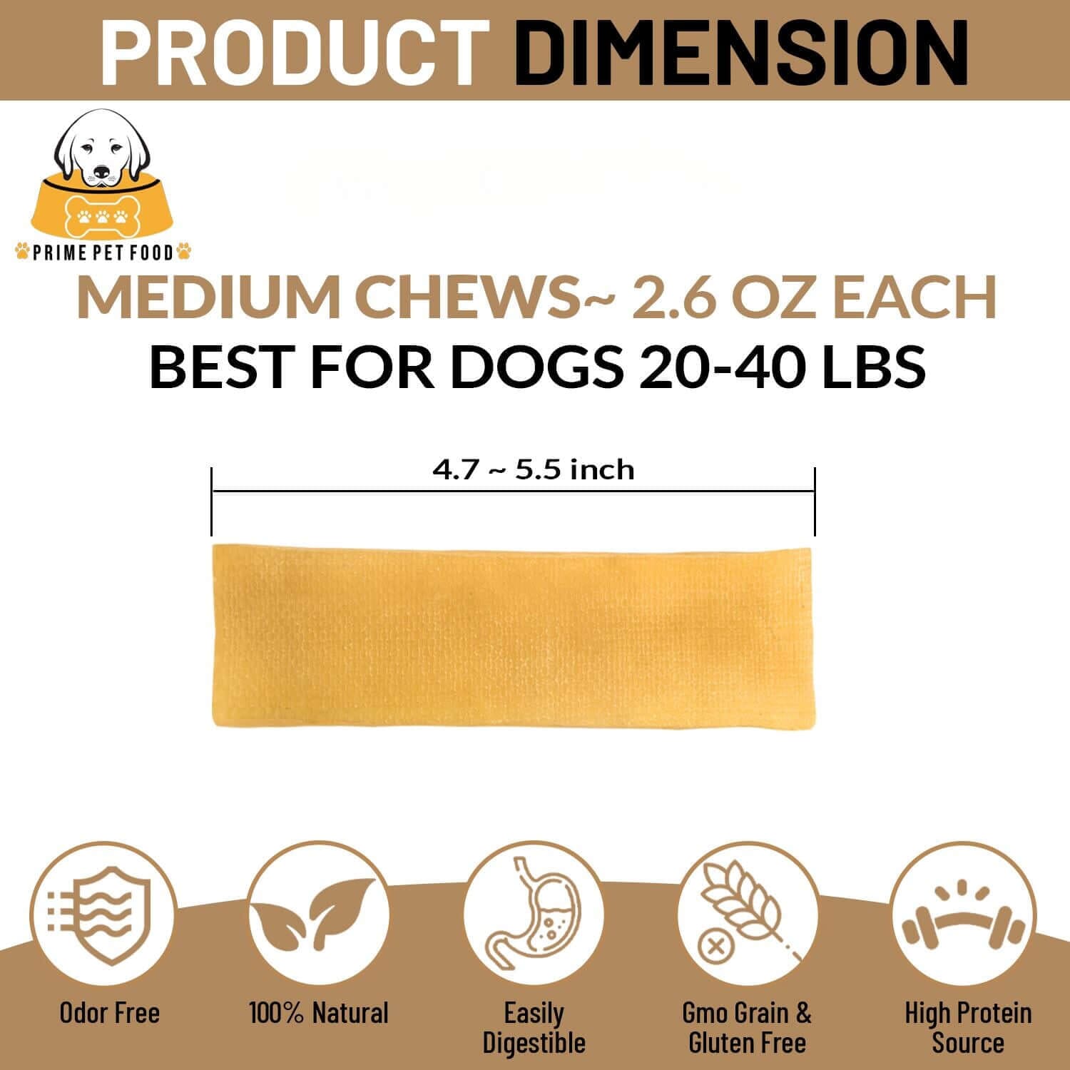 Description of medium sized yak cheese chews