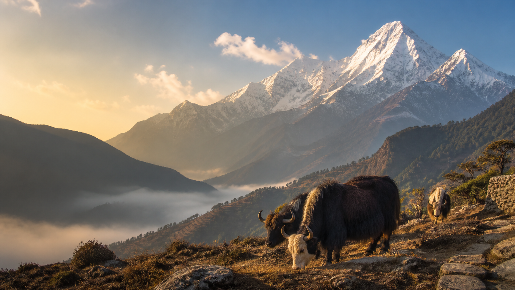 Himalayan landscape with a yak, reflecting Prime Pet Food's mountain-region chew heritage